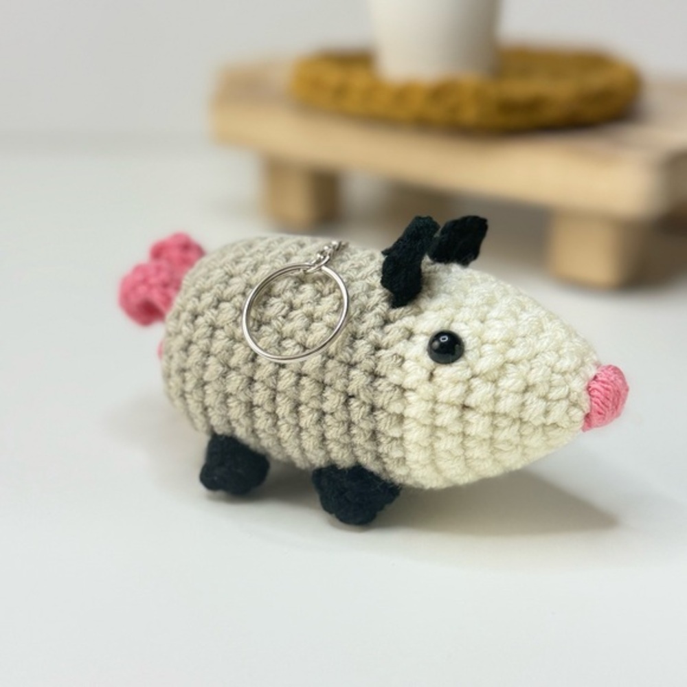Handcrafted Opossum Keychain